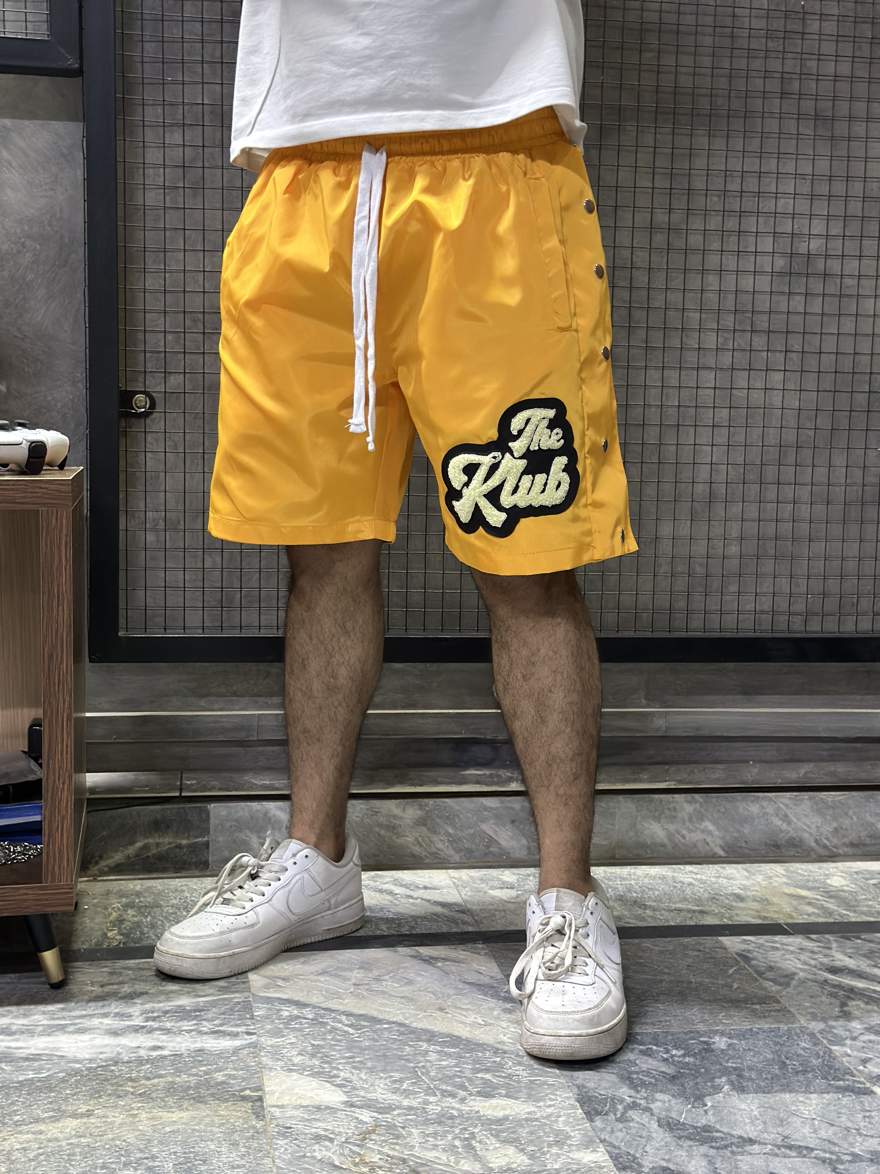 Yellow Klub Basketball Shorts with Chenille Patch